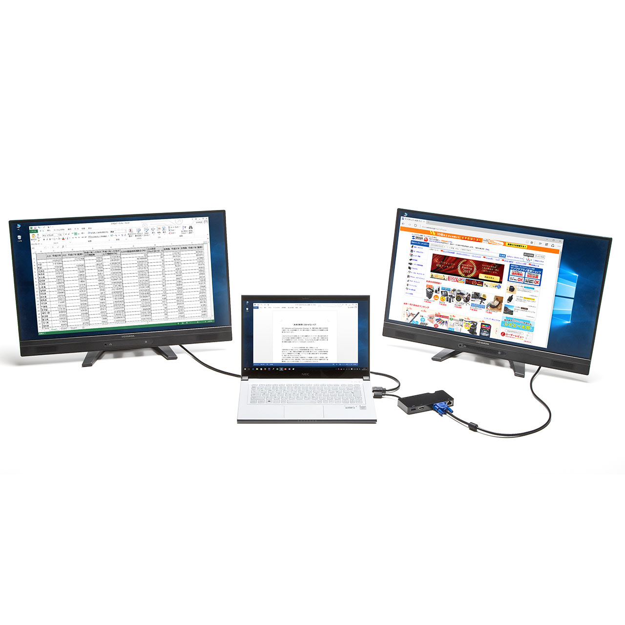 USB3.0 hbLOXe[V oC^Cv QWXGA(2048~1152)Ή 4in1 HDMI VGA LAN USB3.0 e[N [g ݑΖ 400-HUB031
