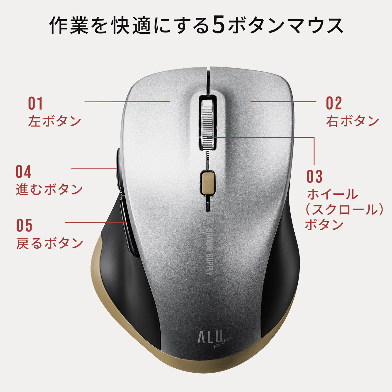 CX}EX USB Type-CڑV[o[ ^ 5{^ A~zC[ É{^ u[LEDZT[ ubN 400-MAWC159BK