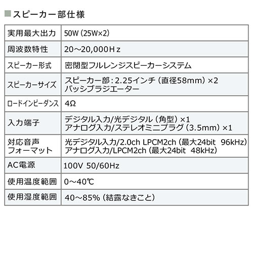 RpNg TEho[Xs[J[ 50Wo BluetoothΉ er PC VA^[o[ 400-SP088