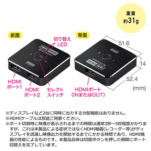 o HDMIؑ֊ 21o 12o 4K/60Hz HDRΉ HDMIZN^[ PS5mFς 400-SW034