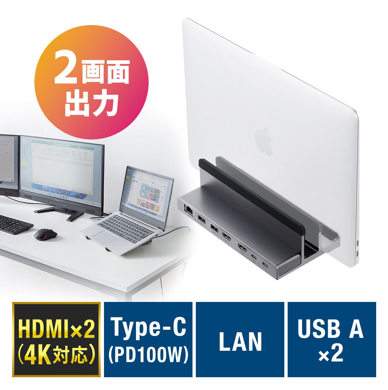 hbLOXe[V Type-Cڑ HDMI2|[g X^h^ NVF m[gp\RX^hΉ 4K/60Hz PD100W LLANΉ 400-VGA018