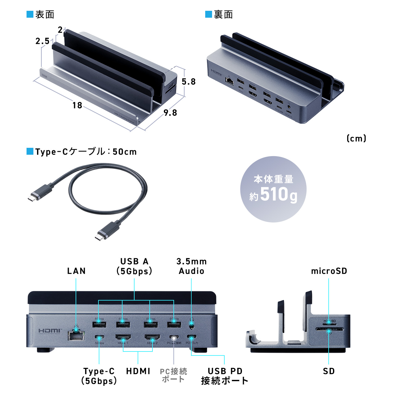 yVi|Cg10{zUSB-C hbLOXe[V 12in1 X^h^ 2 HDMI2|[g NVF 4K/60Hz PD100W LLAN 3.5o J[h[_[ 400-VGA029
