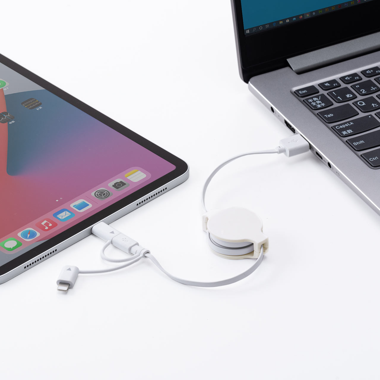 3in1 USBP[u 莮 Lightning microUSB Type-CRlN^ MFiFؕi zCg [dP[u iPadi10j iPhone14Ή 500-IPLMM020K