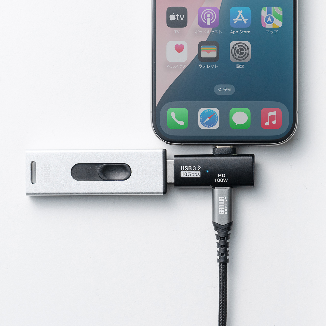 USB A to USB C ϊA_v^ L^ [dΉ PD100W  USB 10Gbps AppleProResΉ ʓdLED ubN 500-USB091