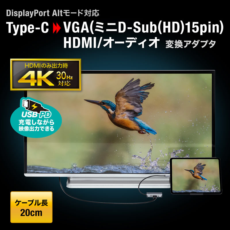 USB Type C-HDMI/VGAϊA_v^i4K/30Hz/PDΉj AD-ALCHV02