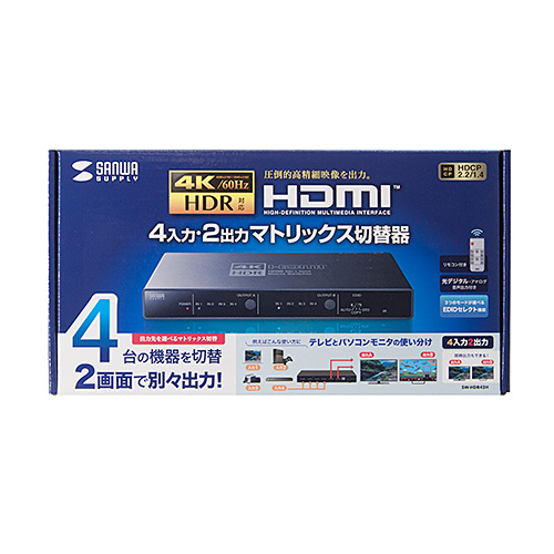 HDMI}gbNXؑ֊ 4 2o 4K/60Hz HDRΉ fW^ AiOo͒[q Rt SW-HDR42H