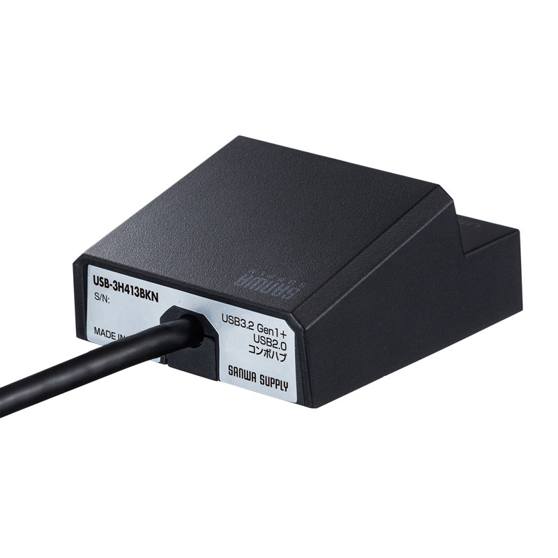 USBnu USB A 4|[g USB3.2 Gen1 oXp[ ʃt@Xi[ Œ 50cm ubN USB-3H413BKN